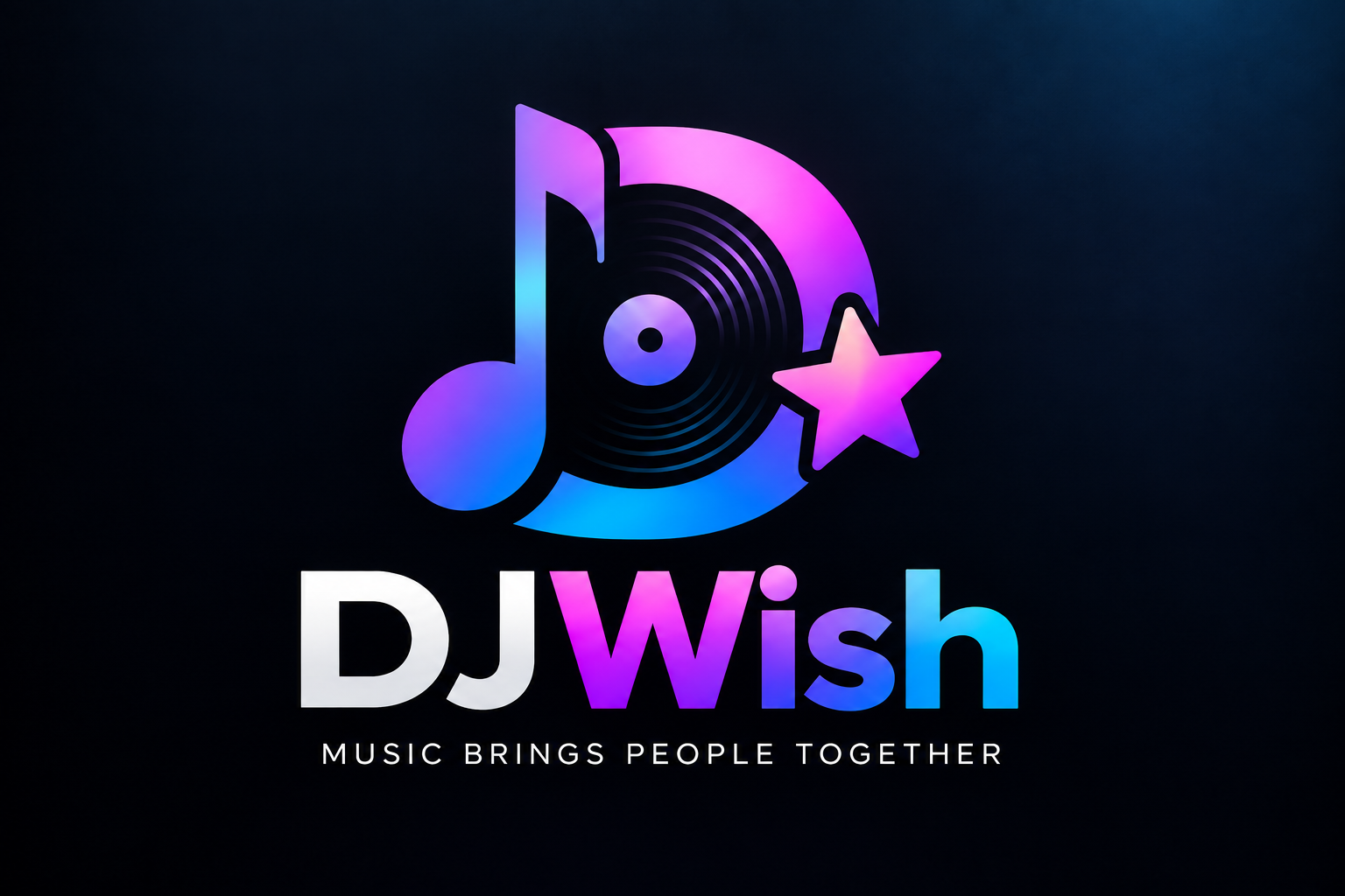 DJWish logo med node, vinylplade og stjerne